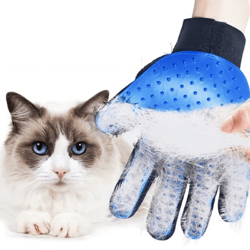 Magic Brush Pro grooming_gloves left  blue Steam Pet Grooming Brush – Deshedding Tool for Cats & Dogs
