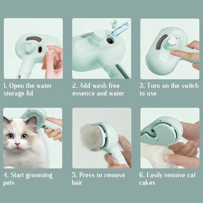 Magic Brush Pro Steam Magic Grooming Brush – 3-in-1 Pet Deshedding Tool